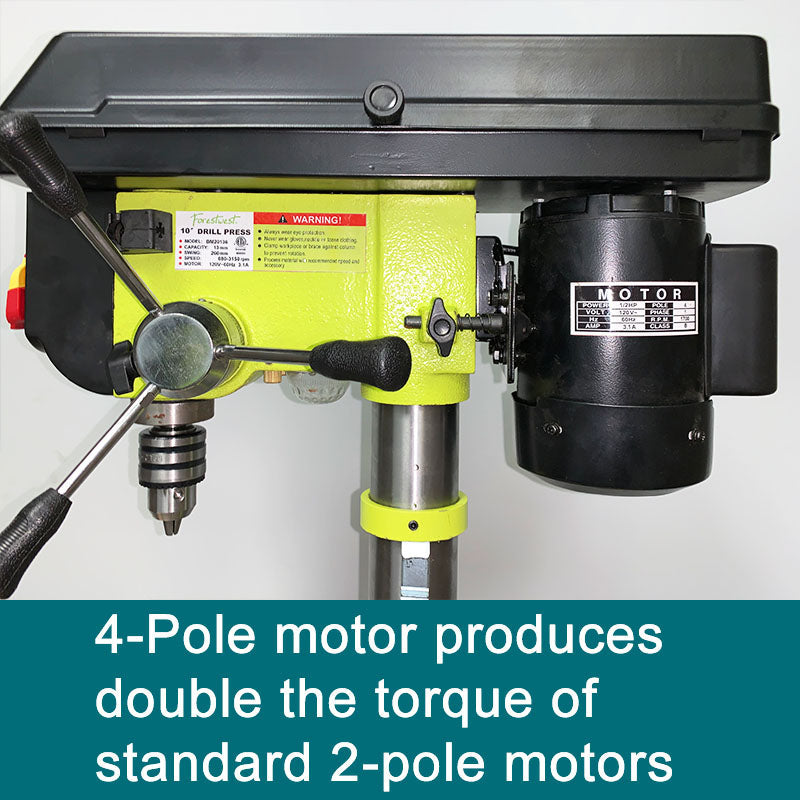 10" Drill Press with LED Light and Laser