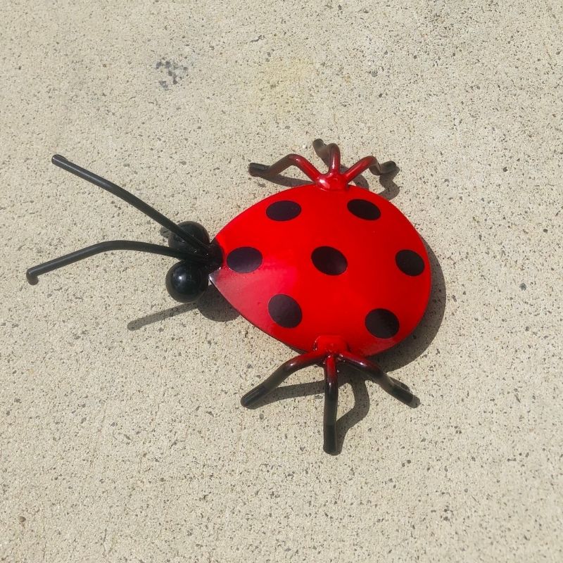 Garden Metal Art Ladybug with Supporting Pole 