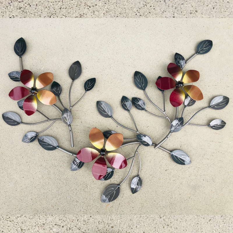 Decor Metal Art Flower with Leaves, 3 in 1. 