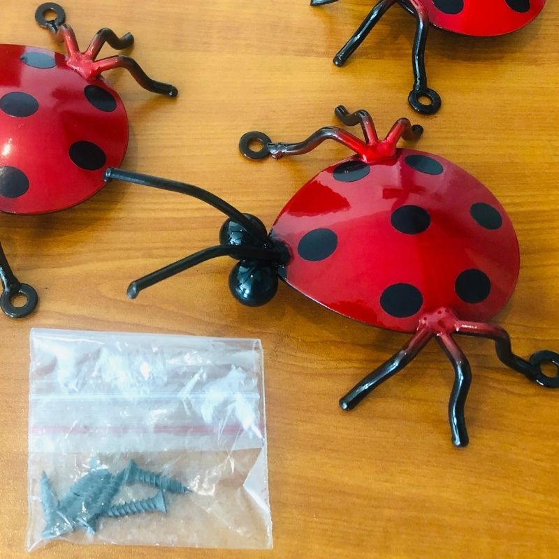 Garden Metal Art Ladybug 3 in 1 with Securing Screws 